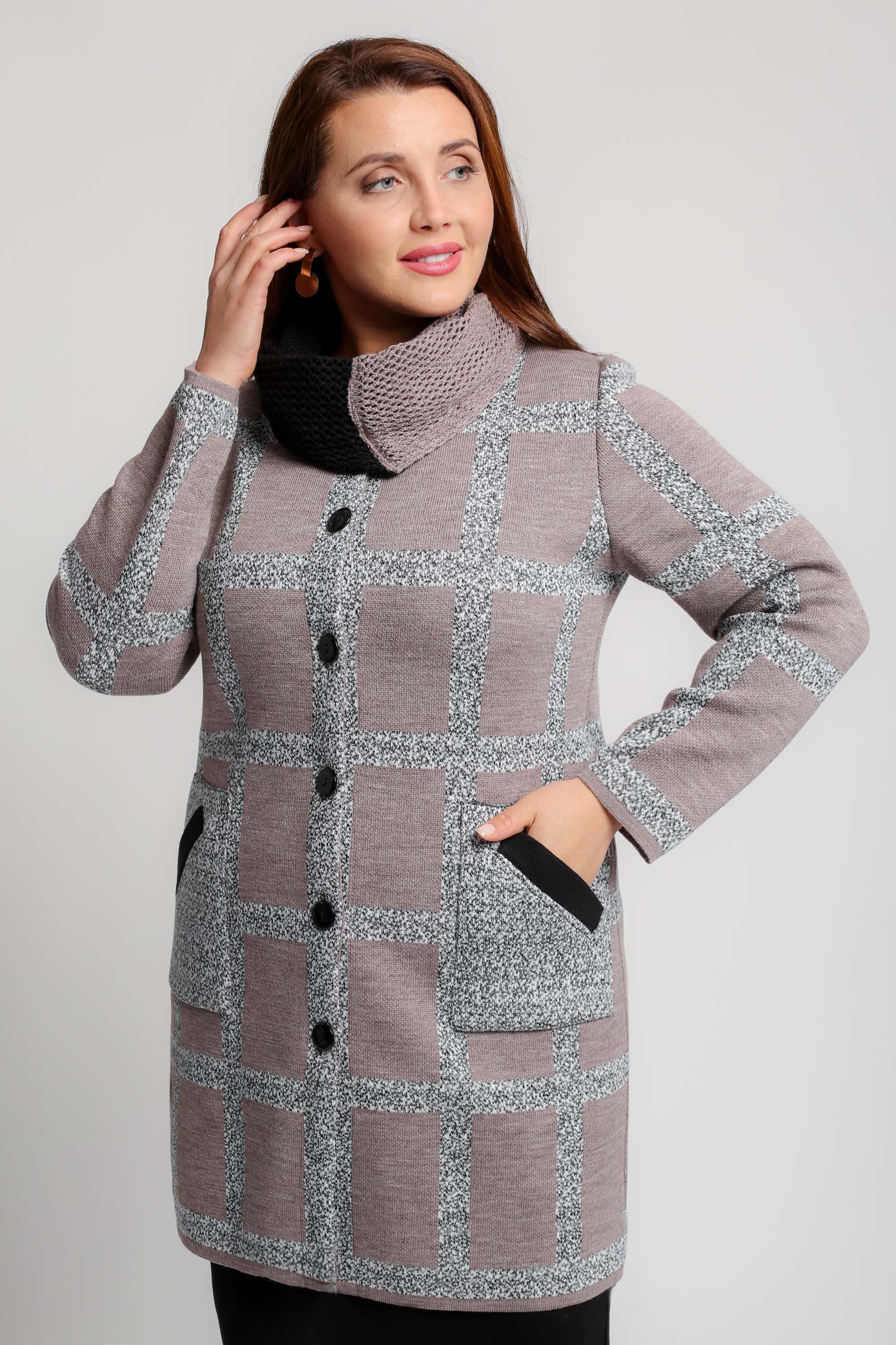 

Кардиган женский Злата В 1389 снуд бежевый 66 RU, В 1389 снуд