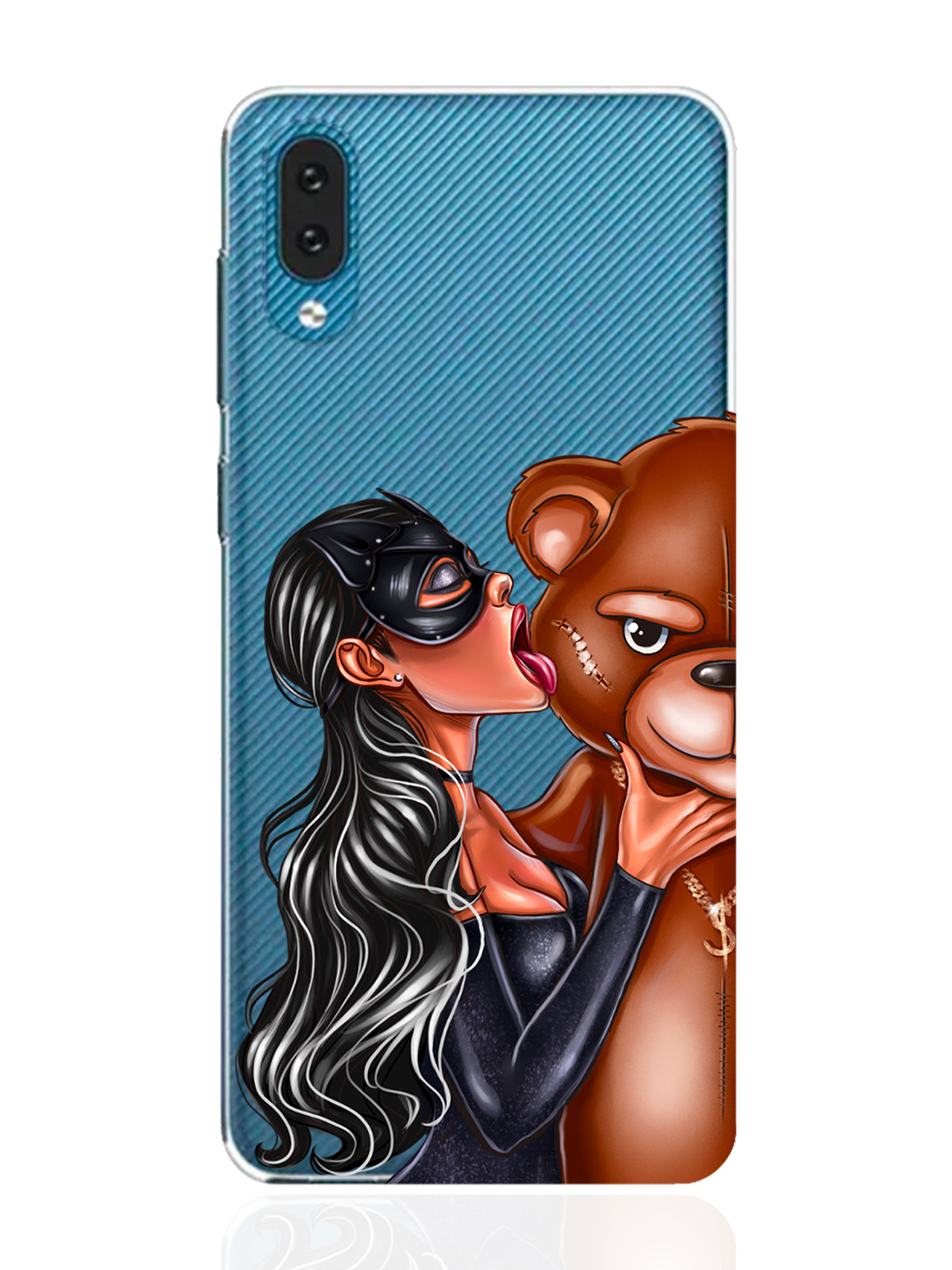 

Чехол MustHaveCase для Samsung Galaxy A02 Кошечка брюнетка и мишка прозрачный, Прозрачный;черный;коричневый, Samsung Galaxy A02 Кошечка брюнетка и мишка