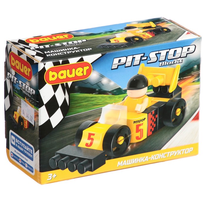 

Конструктор Bauer Гоночная машина Pit Stop, цвет чёрный, жёлтый