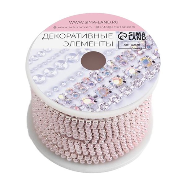 

Арт Узор Цепь с жемчугом, 2 мм, SS6, 9 ± 1 м, цвет МИКС, Розовый