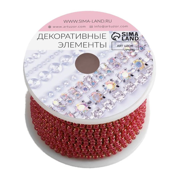 

Арт Узор Цепь с жемчугом, 2 мм, SS6, 9 ± 1 м, цвет МИКС, Красный