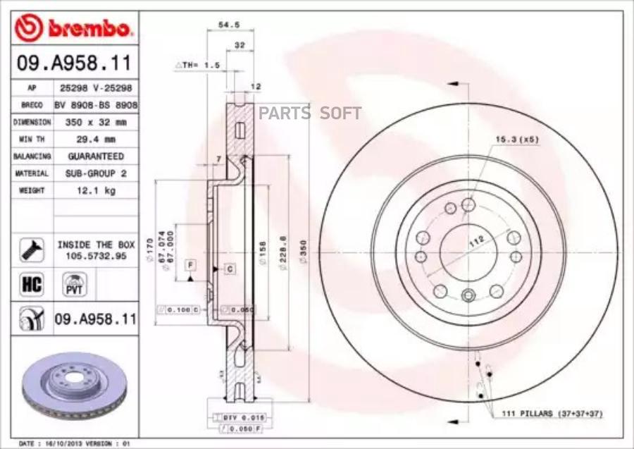 

Тормозной диск brembo 09A95811