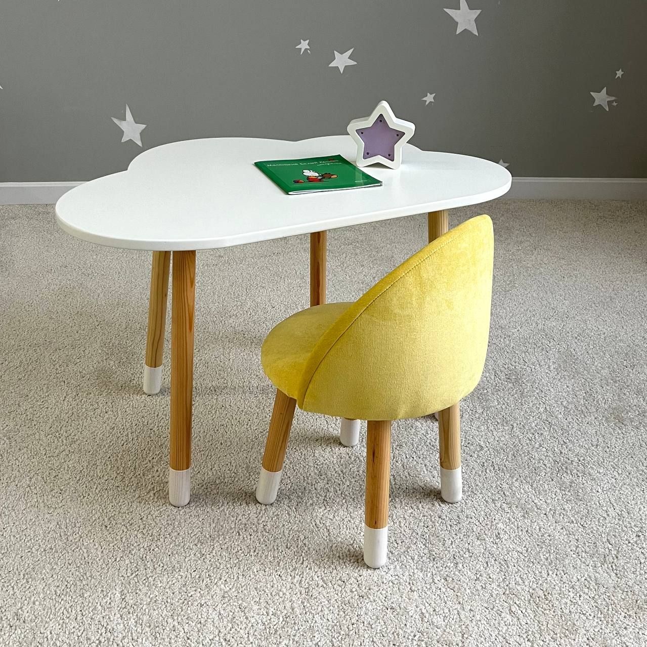 

Комплект детской мебели DIMDOM kids, стол Облако белый, Мягкий стульчик Желтый, Белый;желтый, 15