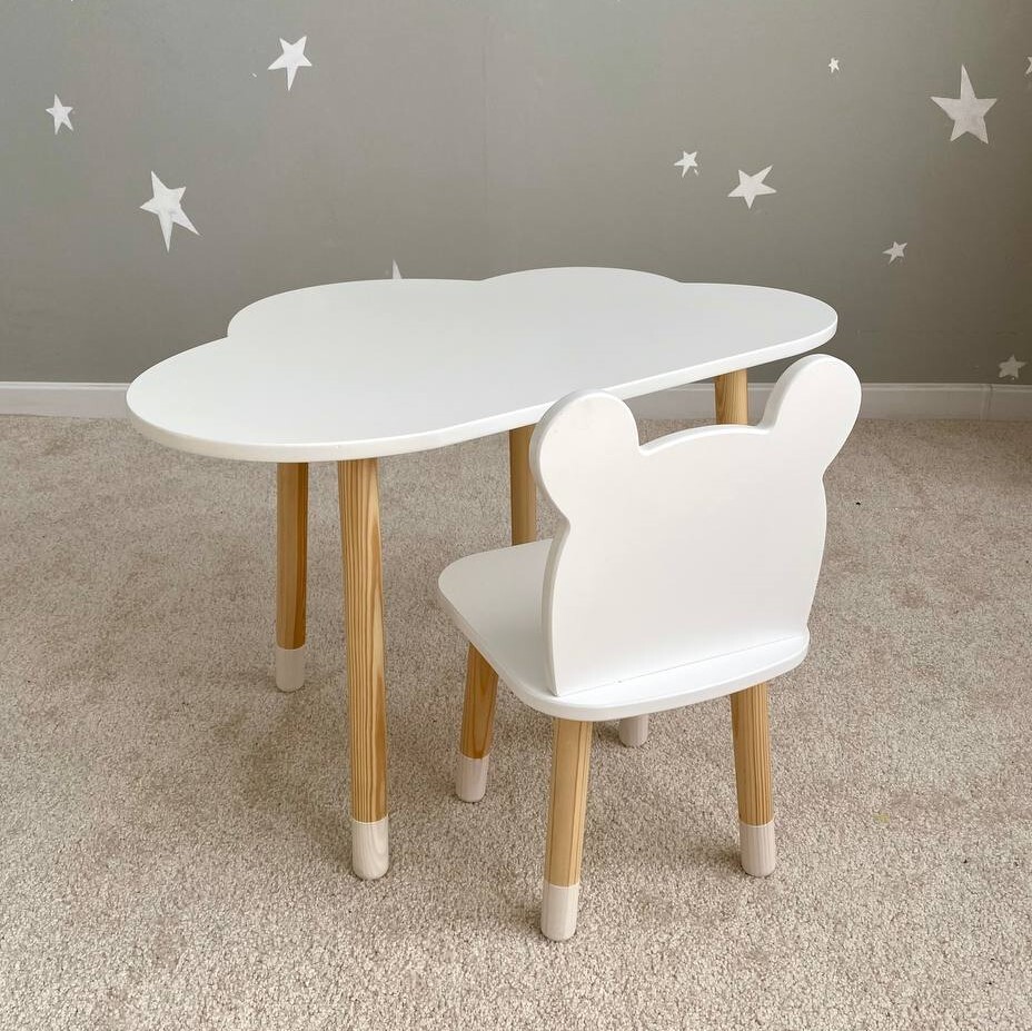 

Комплект детской мебели DIMDOM kids, стол Облако белый, стул Мишка белый, 6