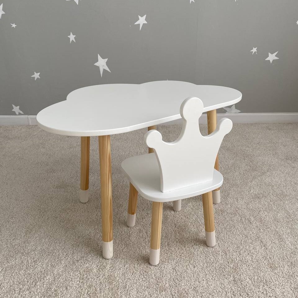 Комплект детской мебели DIMDOM kids, стол Облако белый, стул Корона белый