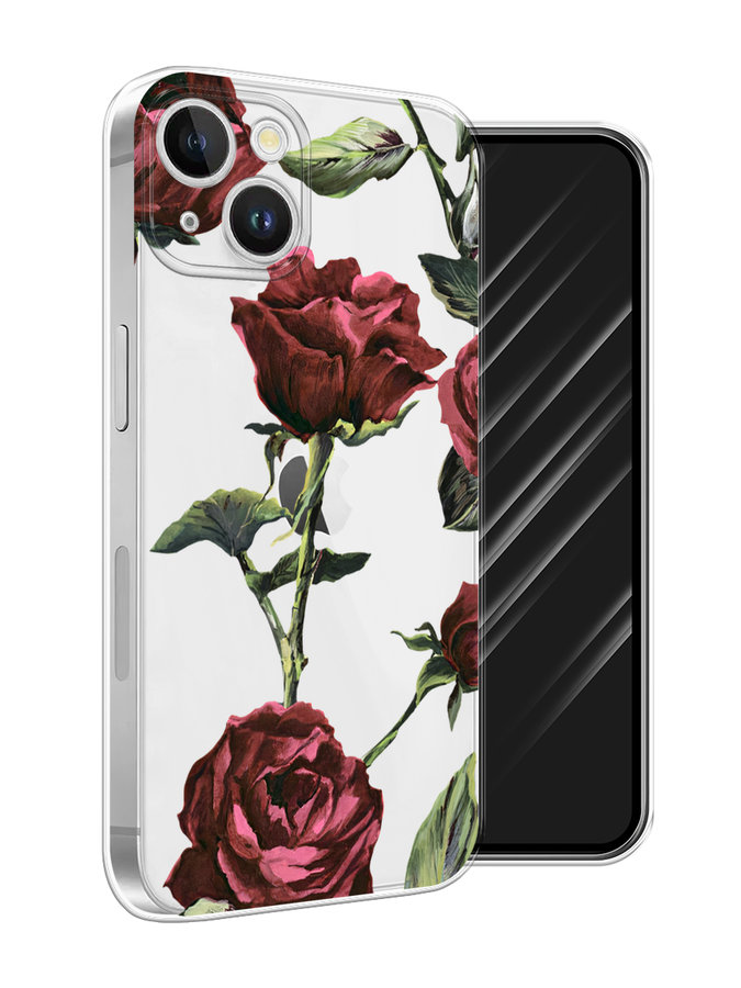 

Чехол Awog на Apple iPhone 15 Plus "Бордовые розы фон", Бордовый, 15650-1