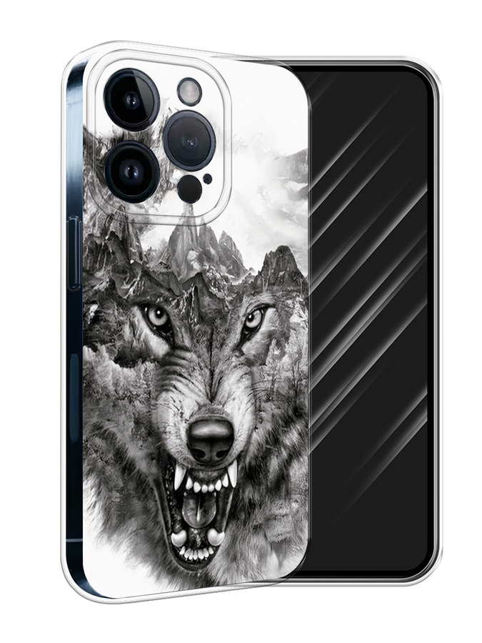 

Чехол Awog на Apple iPhone 15 Pro "Волк в горах", Серый;белый;бежевый, 15750-1