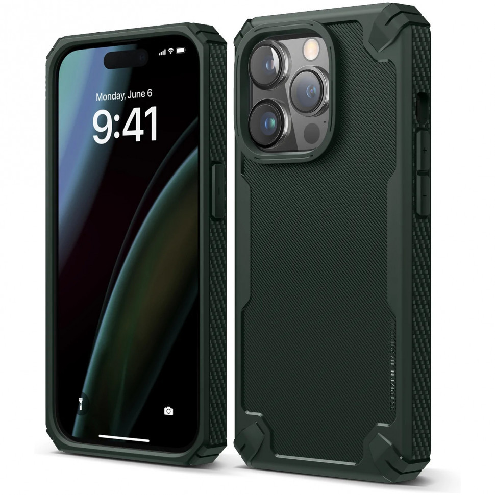 

Чехол Elago Armor silicone для iPhone 14 Pro, Темно-зеленый (ES14AM61PRO-DGR), Armor silicone