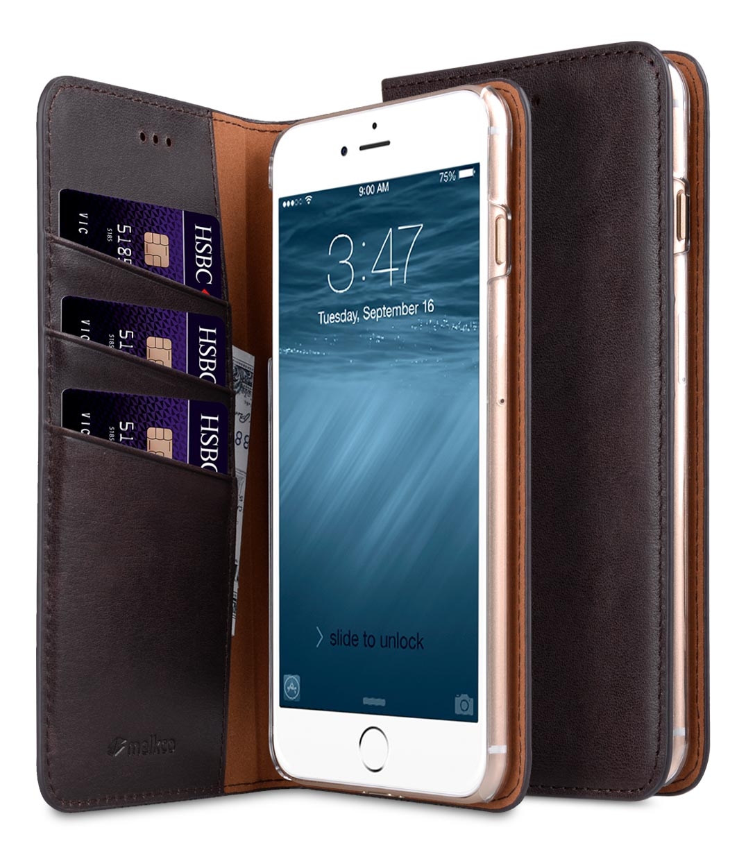 фото Чехол книжка melkco для iphone 7 plus/8 plus - herman series book style case - кофейный