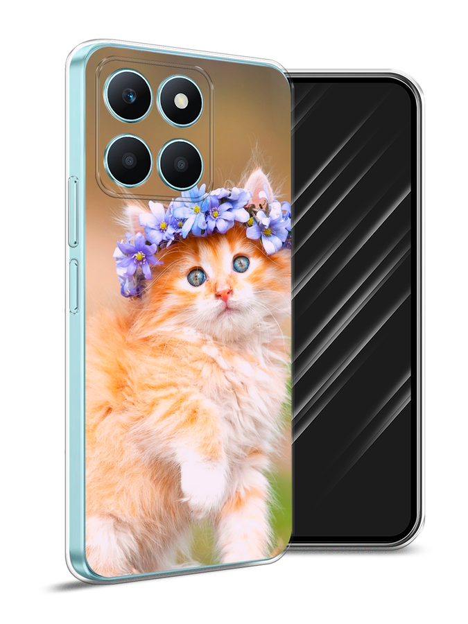 

Чехол Awog на Honor X6A "Рыжий кот в венке", Коричневый;синий, 6122050-1
