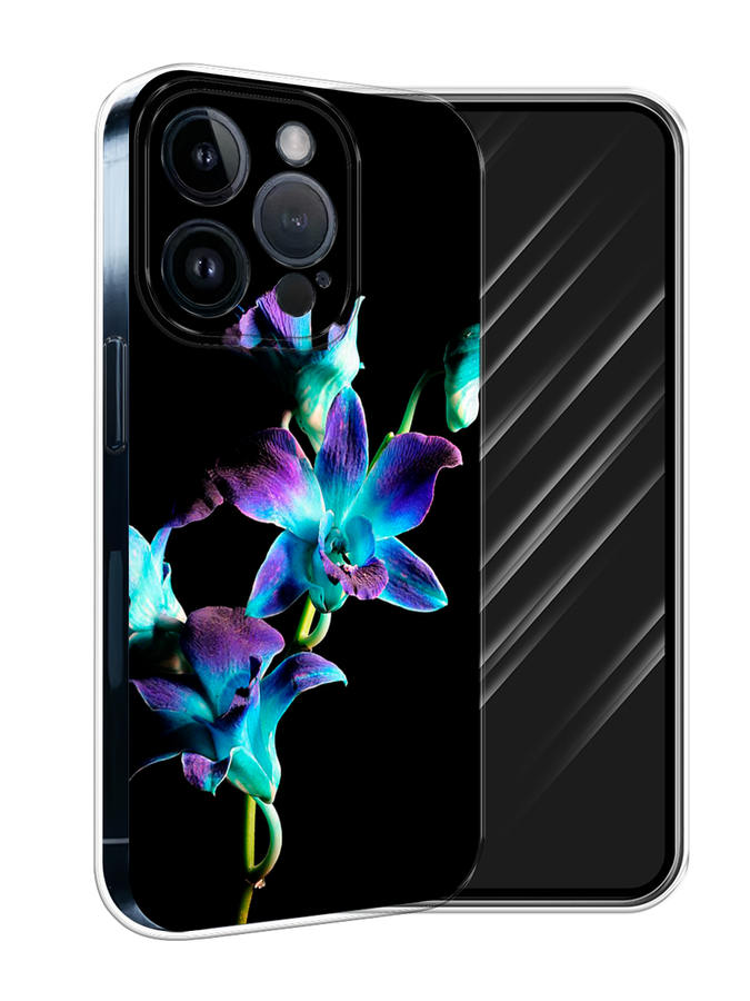 

Чехол Awog на Apple iPhone 15 Pro "Синий цветок на черном", Черный;голубой;синий, 15750-1