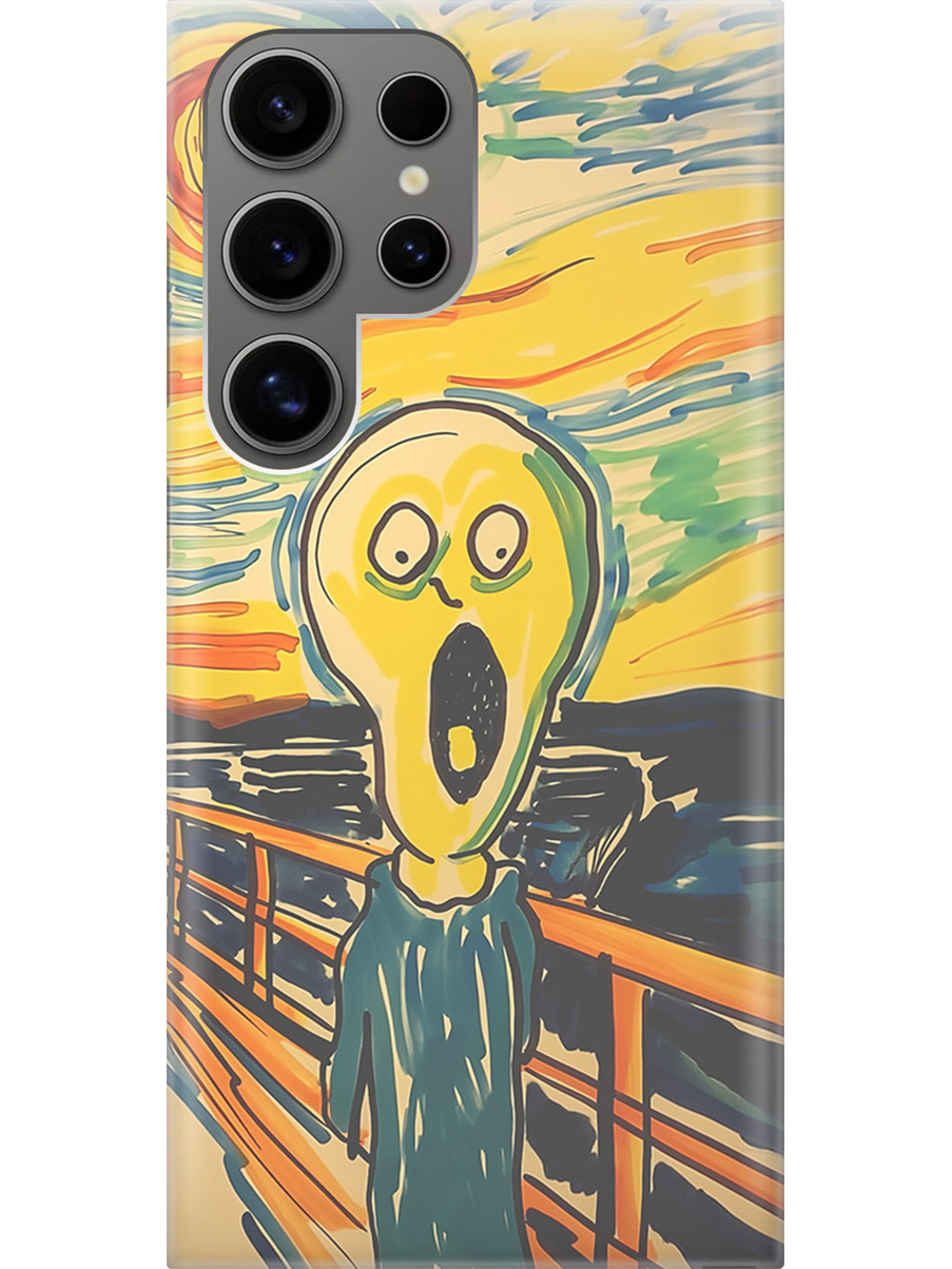 

Силиконовый чехол на Samsung Galaxy S24 Ultra с принтом "Искаженный крик", Прозрачный;желтый;синий, 779823551