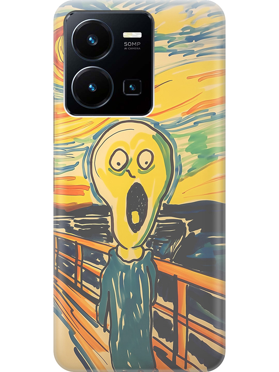 

Силиконовый чехол на Vivo Y35 с принтом "Искаженный крик", Прозрачный;желтый;синий, 743695051