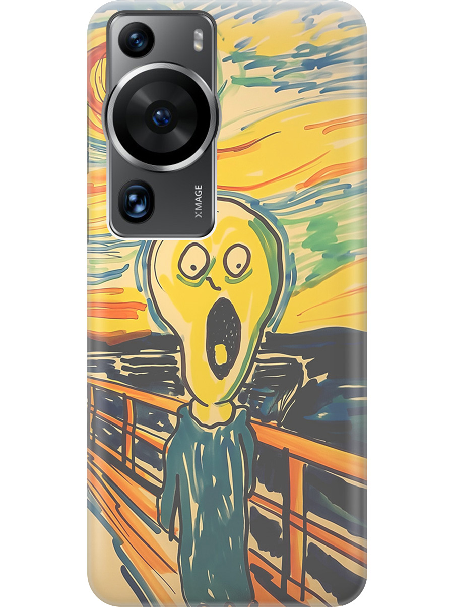 

Силиконовый чехол на Huawei P60 Pro с принтом "Искаженный крик", Прозрачный;желтый;синий, 772620851