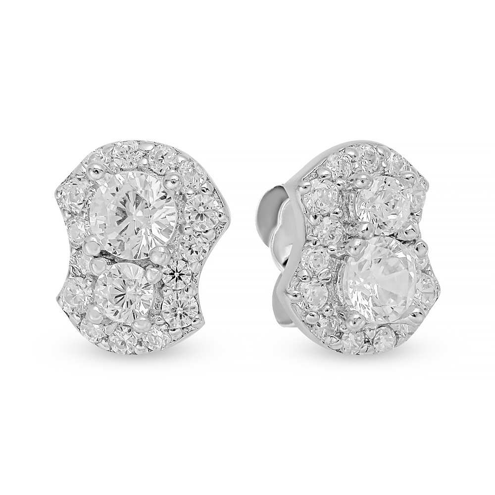 Серьги-пусеты из серебра с фианитом 585Gold 902000674
