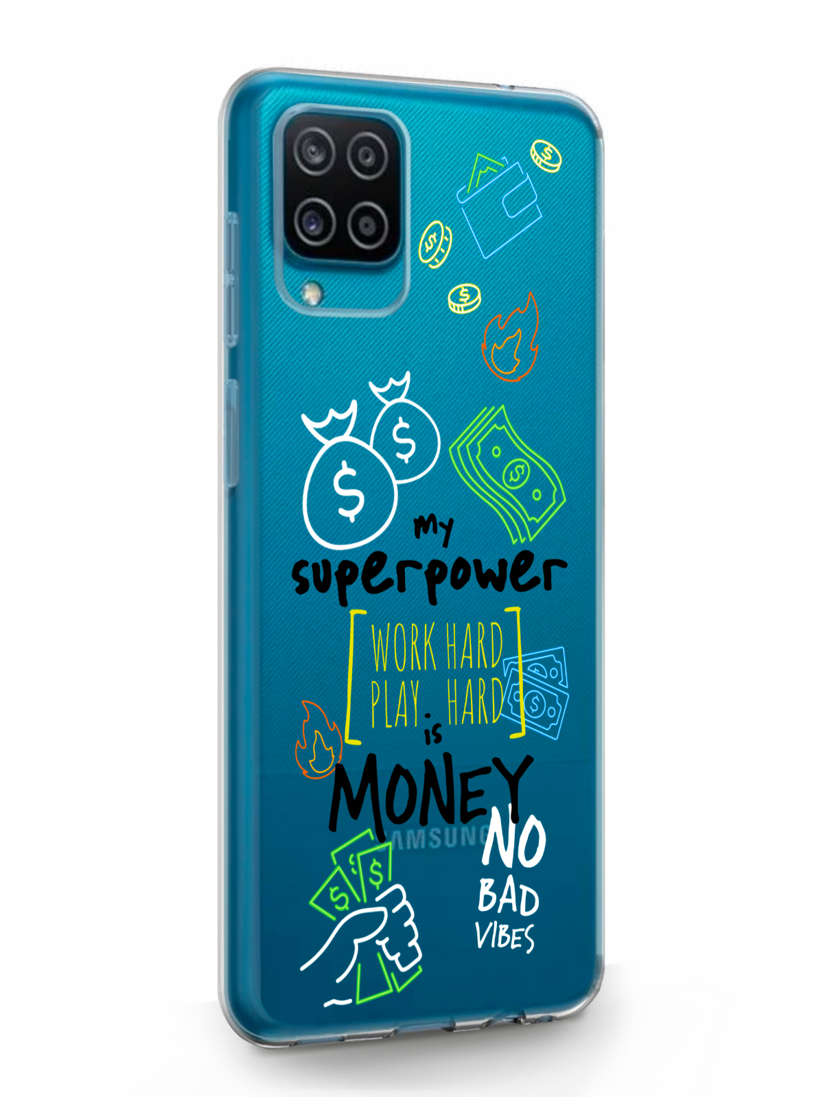 фото Чехол musthavecase для samsung galaxy a12 my superpower is money прозрачный