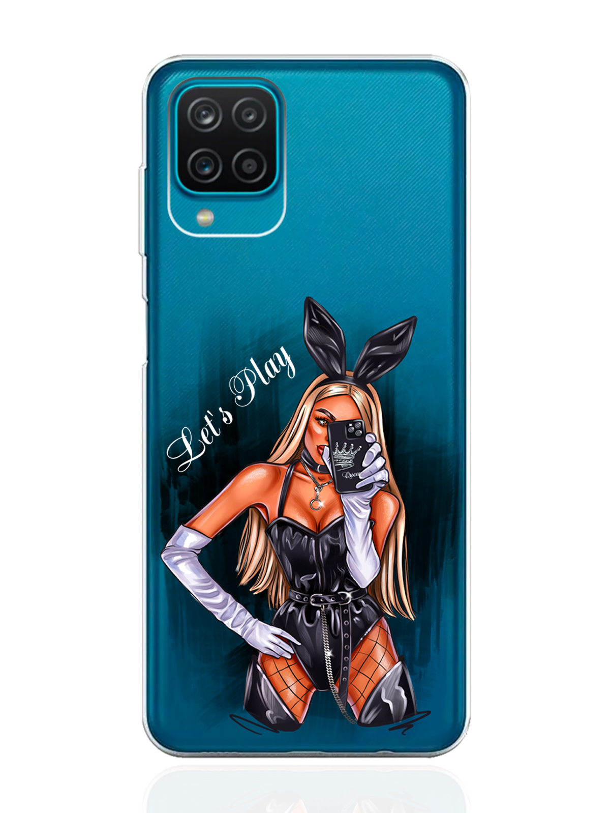 

Чехол MustHaveCase для Samsung Galaxy A12 Игривая зайка Let's Play прозрачный, Прозрачный;черный, Samsung Galaxy A12 Игривая зайка Let's Play