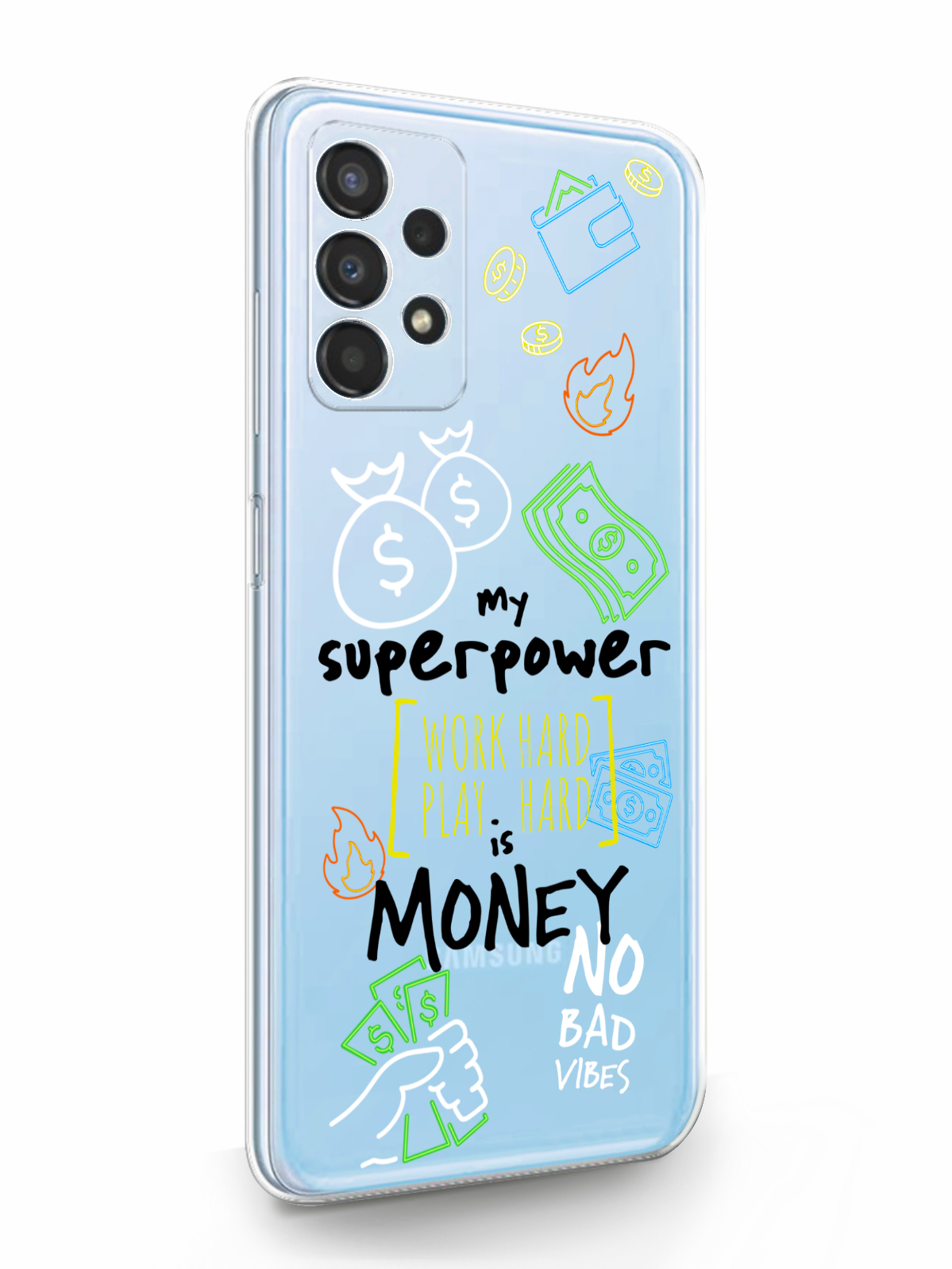 фото Чехол musthavecase для samsung galaxy a13 my superpower is money прозрачный