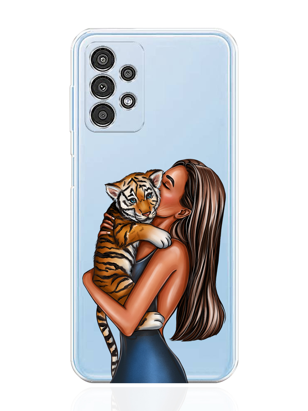 

Чехол MustHaveCase для Samsung Galaxy A13 Девушка с тигренком прозрачный, Прозрачный;бежевый;коричневый, Samsung Galaxy A13 Девушка с тигренком