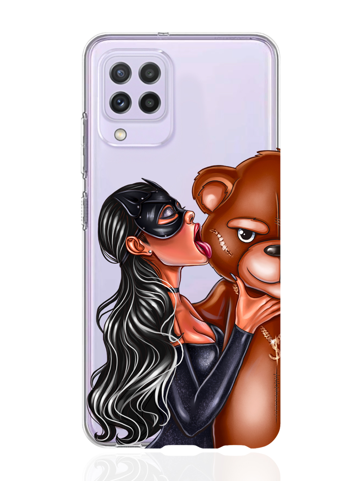 

Чехол MustHaveCase для Samsung Galaxy A22 Кошечка брюнетка и мишка прозрачный, Прозрачный;черный;коричневый, Samsung Galaxy A22 Кошечка брюнетка и мишка