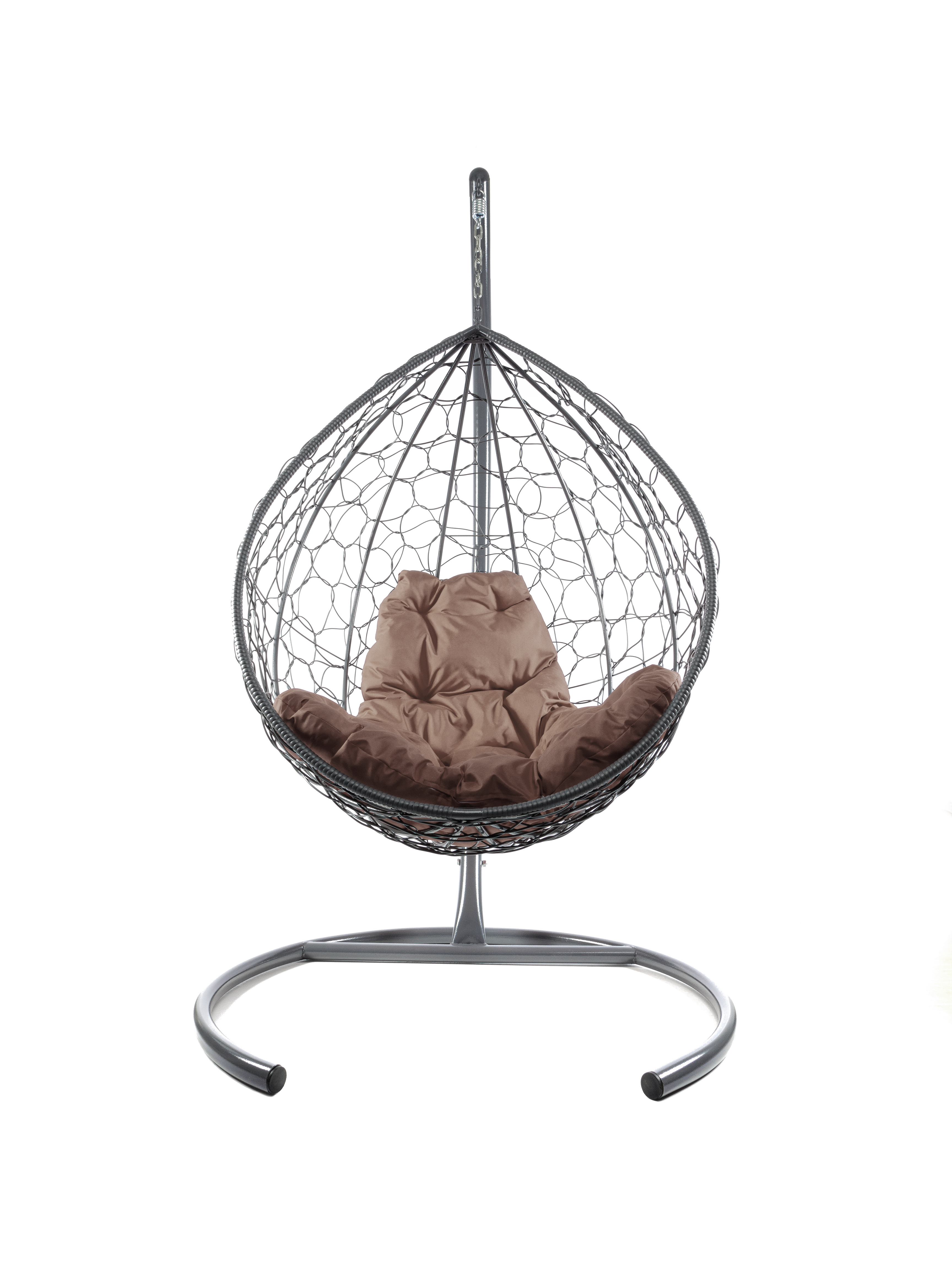 фото Подвесное кресло серый m-group капля ротанг 11020305 коричневая подушка