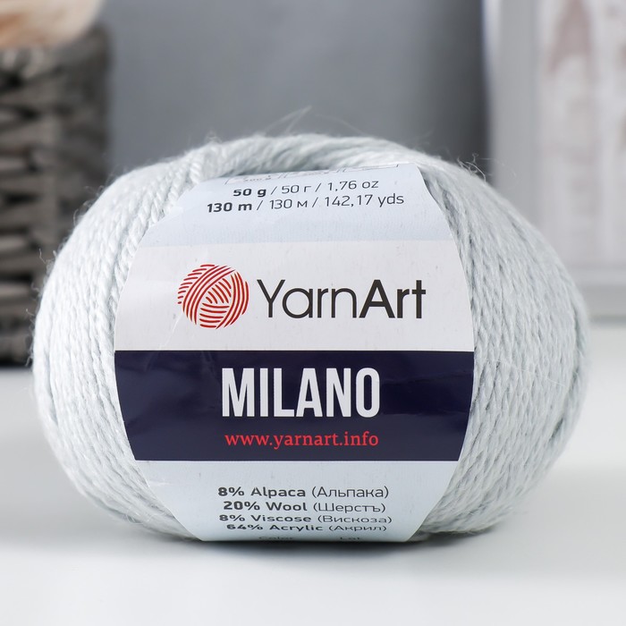 

YarnArt Пряжа "Milano" 8%альпака, 20%шерсть, 8%вискоза, 64%акрил 130м/50гр (866 мышиный)