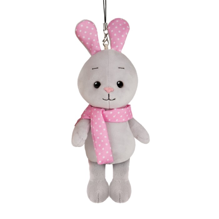 фото Мягкая игрушка maxitoys кролик серый с цветными ушками, 13 см