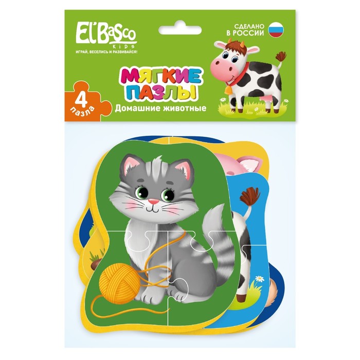 

Мягкий пазл Vladi Toys Домашние животные, 14 элементов