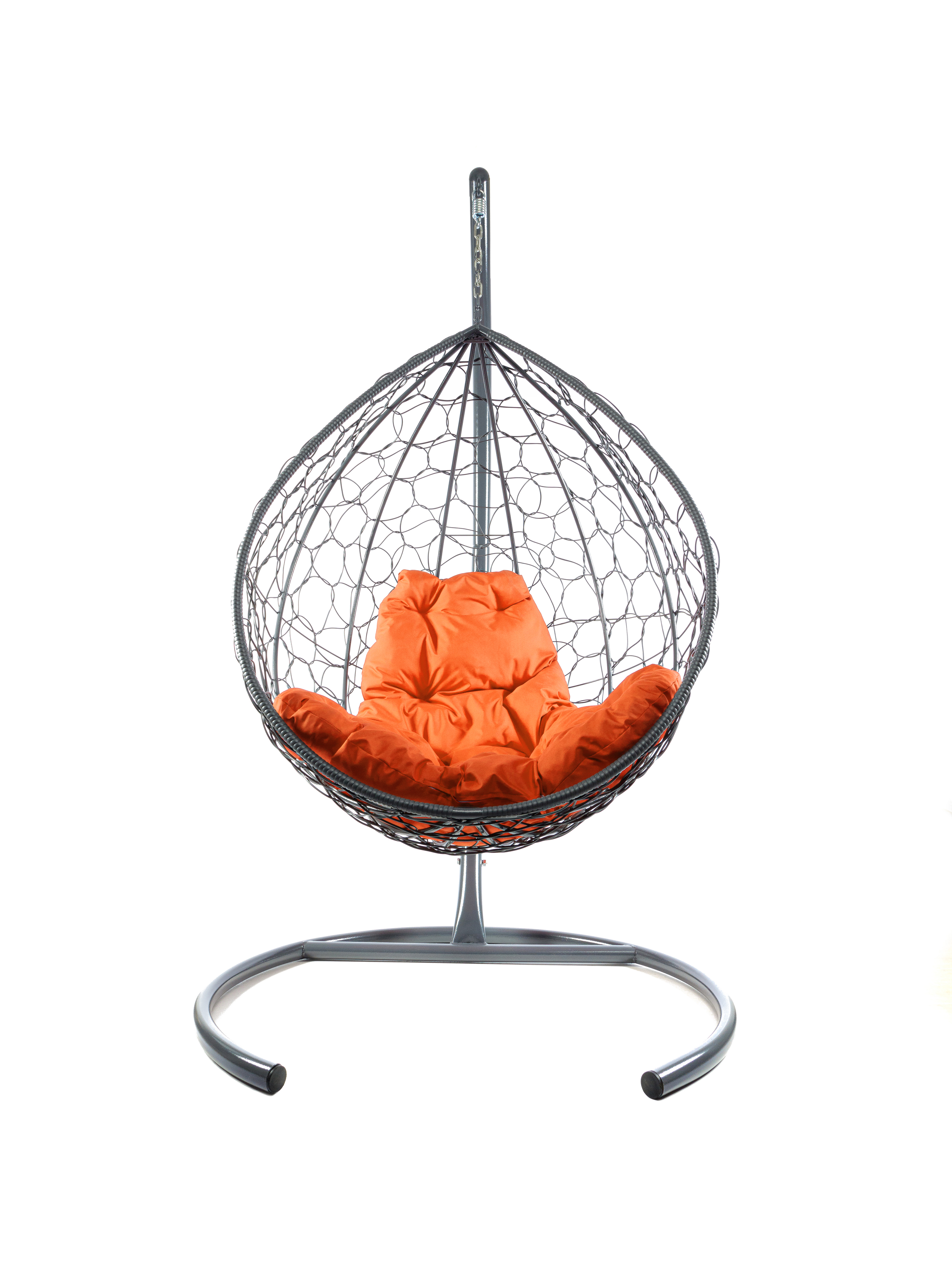 Подвесное кресло серое M-Group Капля с ротангом 11020307 оранжевая подушка