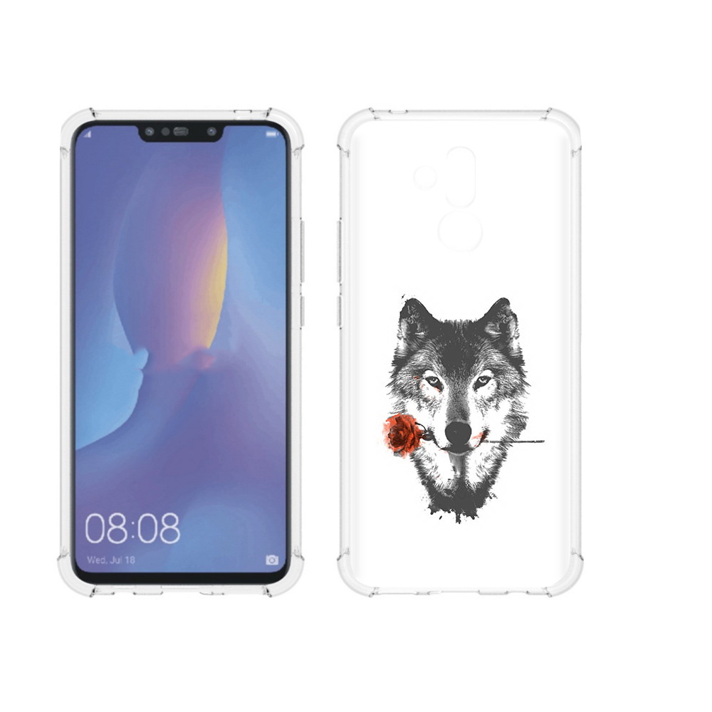 

Чехол MyPads Tocco для Huawei Mate 20 Lite волк с розой (PT117828.66.270), Прозрачный, Tocco