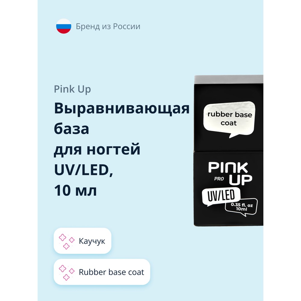 Выравнивающая база для ногтей PINK UP UV/LED PRO rubber base coat каучук 10 мл