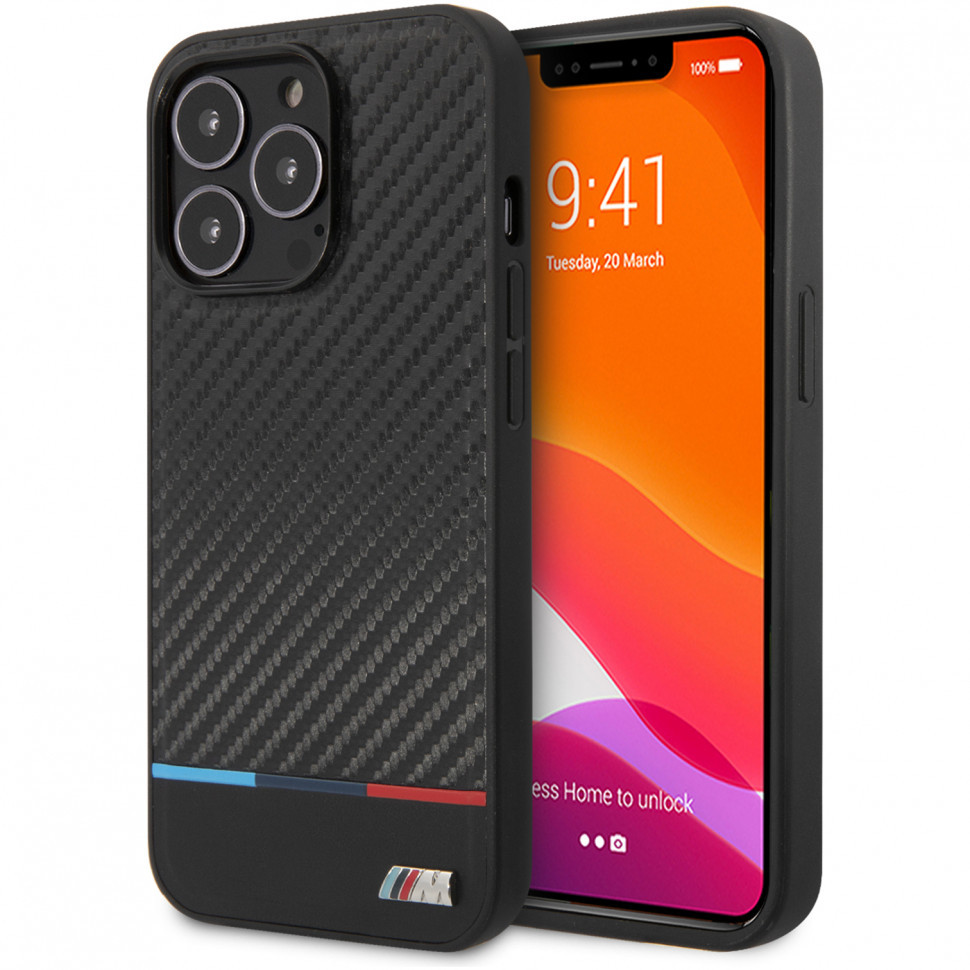 

Чехол BMW M-Collection PU Carbon Tricolor line (MagSafe) для iPhone 13 Pro, Черный, M-Collection PU Carbon Hard Tricolor line (MagSafe)