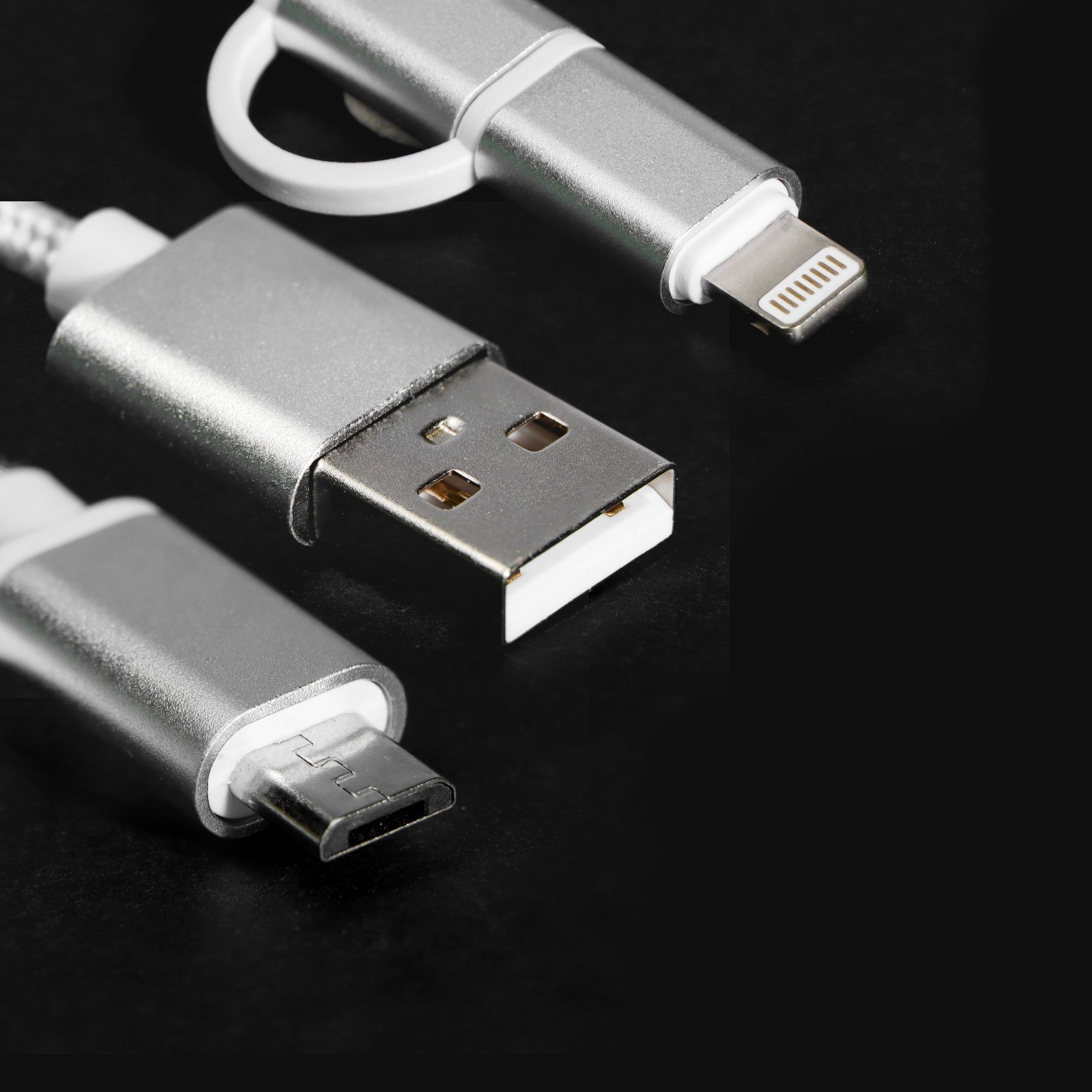 Кабель Windigo 2 в 1 Micro USB/Lightning - USB 2 А, нейлон, 1 м, белый