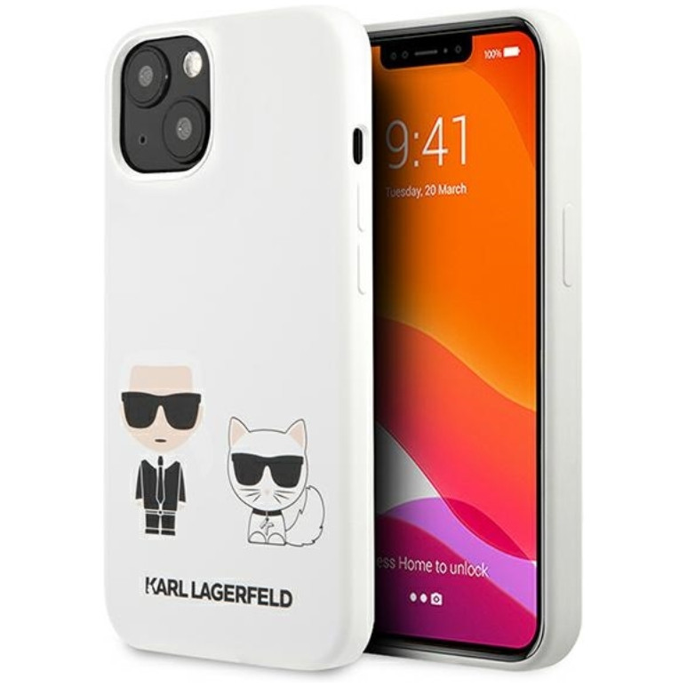 Чехол Karl Lagerfeld Liquid silicone Karl & Choupette Hard для iPhone 14, Белый