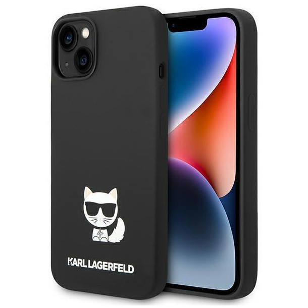 Чехол Karl Lagerfeld Liquid silicone Choupette body Hard для iPhone 14 Plus, Черный