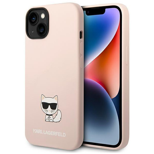 Чехол Karl Lagerfeld Liquid silicone Choupette body Hard для iPhone 14 Plus, Розовый