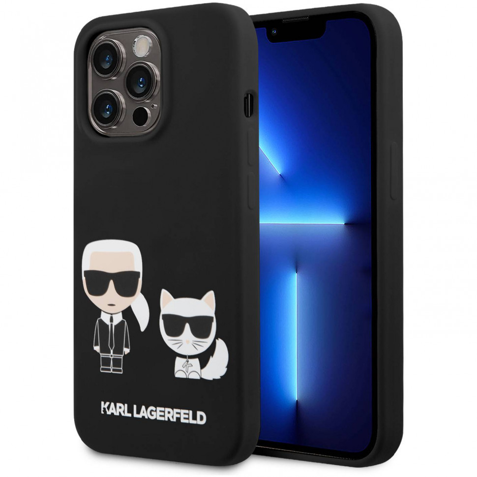 Чехол Karl Lagerfeld Liquid silicone Karl & Choupette Hard для iPhone 14 Pro, Черный