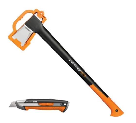 Fiskars Топор Fiskars Х25 средний/оранжевый в комплекте:нож (1057915) Топор Fiskars Х25 средний черный/оранжевый в комплекте:нож (1057915)