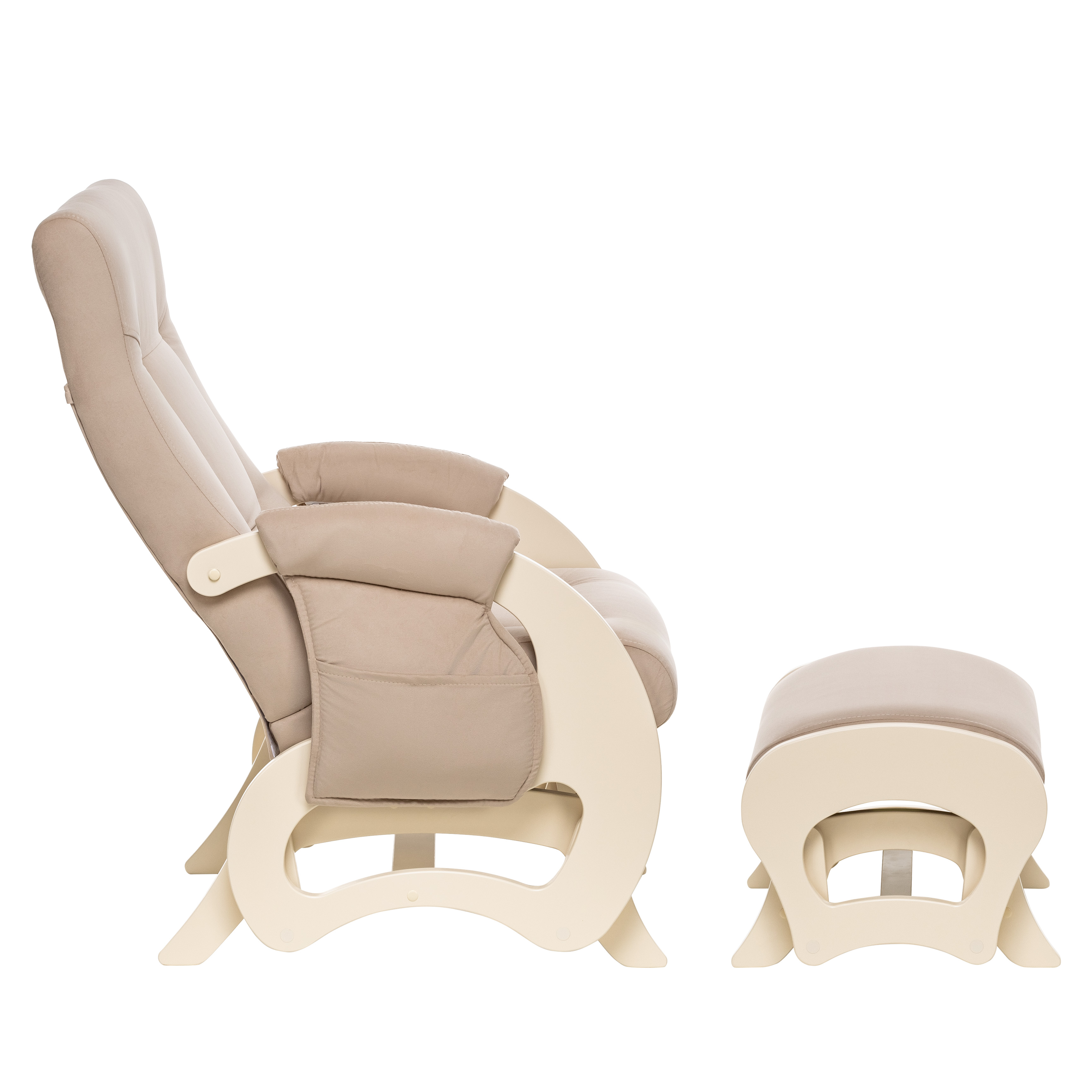 Кресло-глайдер и пуф для мамы для кормления Milli Ария Дуб шампань V18 Vanilla кресло для мамы milli пуф uni молочный дуб
