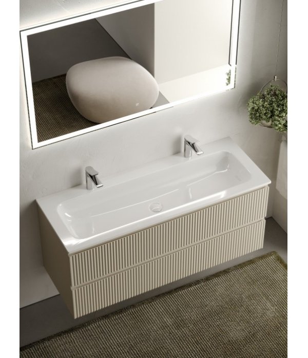 

Тумба с керамической раковиной Sancos Snob R 120 Beige Soft с 2 отверстиями, Бежевый, Sancos Snob