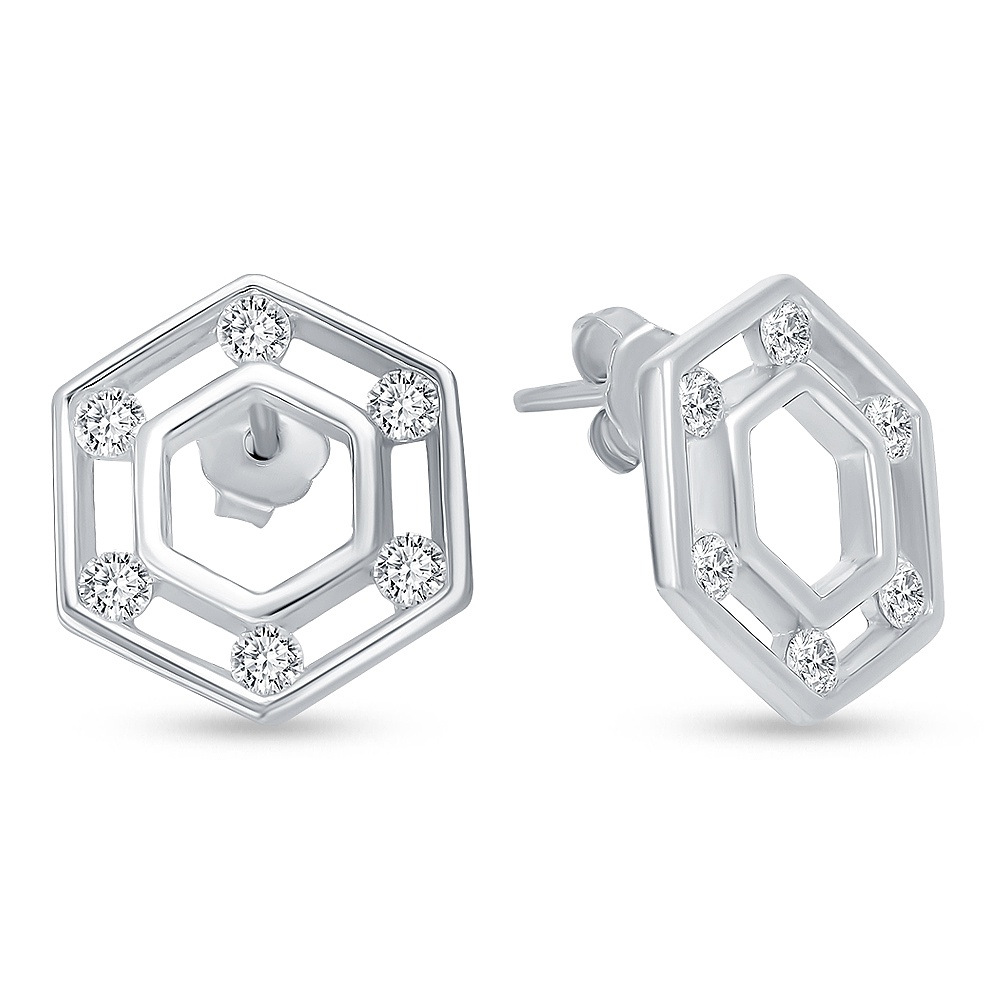 

Серьги пусеты из серебра 585Gold 702009625, фианит, 702009625