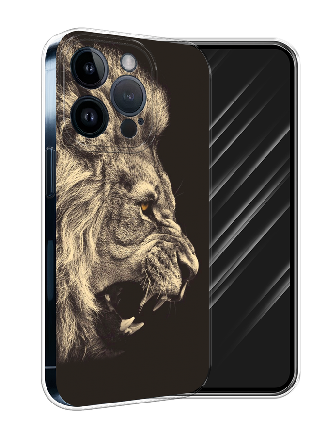 

Чехол Awog на Apple iPhone 15 Pro "Львиный рык 2", Бежевый;черный, 15750-1