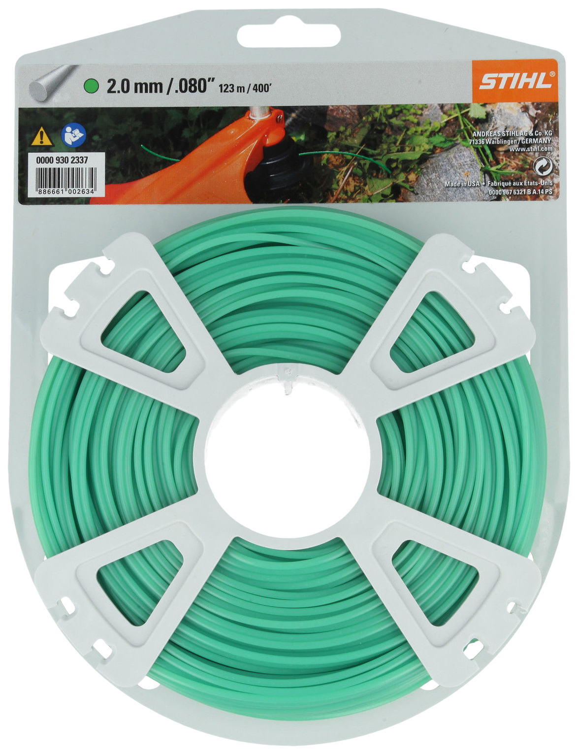 

Леска для триммера прямая круг 2 мм Stihl 9302337 123 м, Зеленый