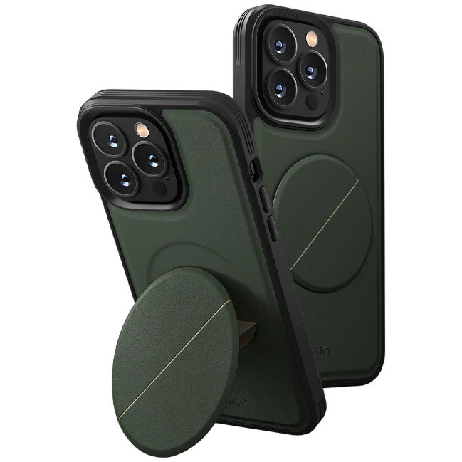 фото Чехол uniq novo with magnetic grip для iphone 14 pro, зеленый