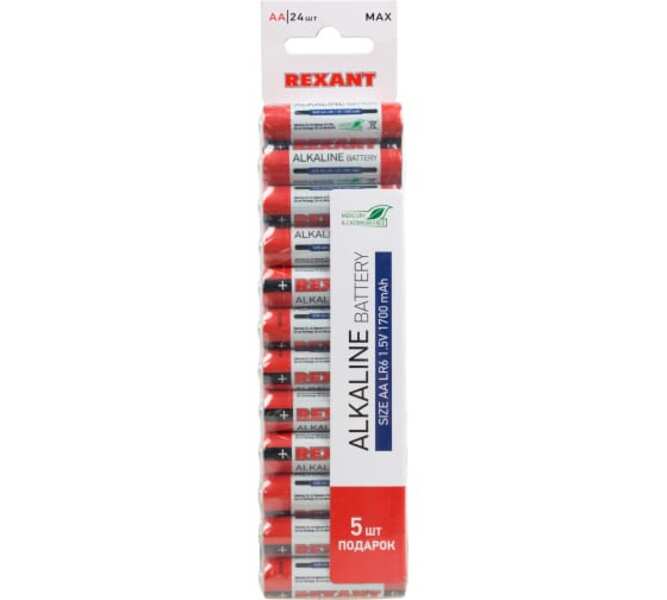 Алкалиновая Батарейка Aa/Lr6 Экономичная Упаковка 24 Шт. ,Цена За 1 Шт Rexant 30-1024 REXA