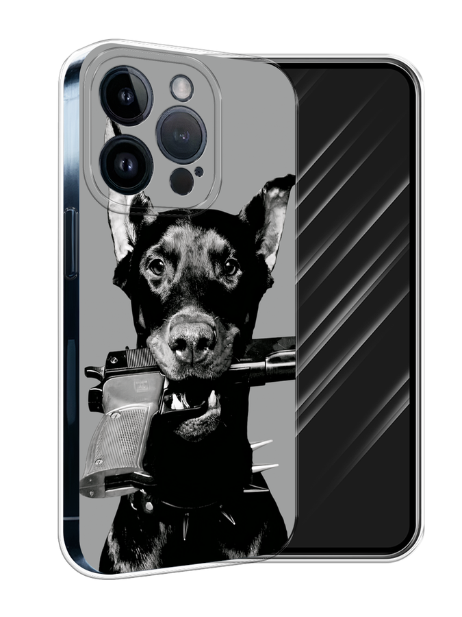 

Чехол Awog на Apple iPhone 15 Pro "Доберман", Серый, 15750-1