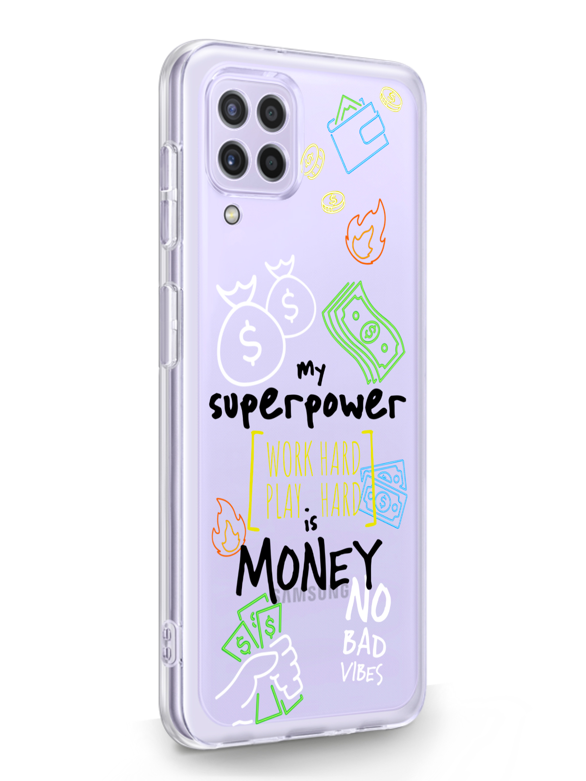 фото Чехол musthavecase для samsung galaxy a22 my superpower is money прозрачный