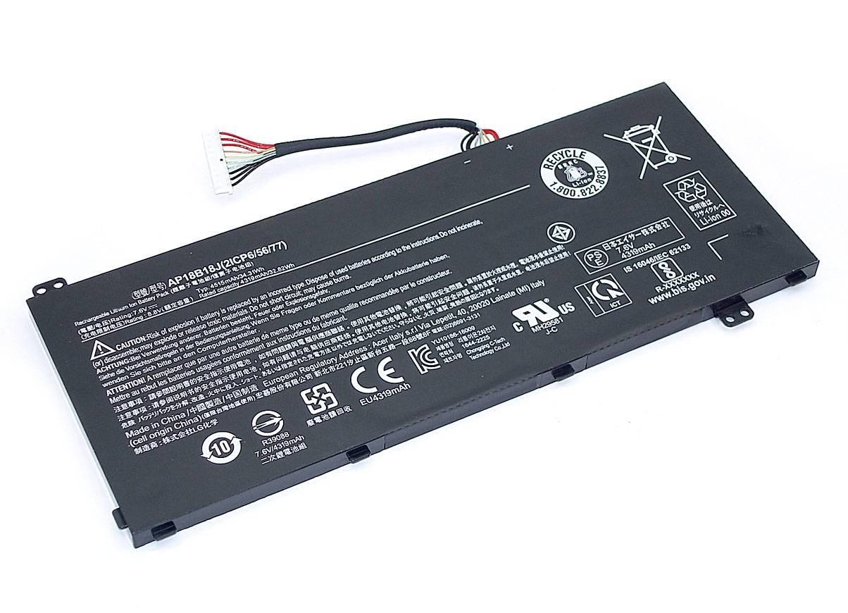 

Аккумулятор для ноутбука Acer 2ICP6 AP18B18J 7.6V 4515mAh