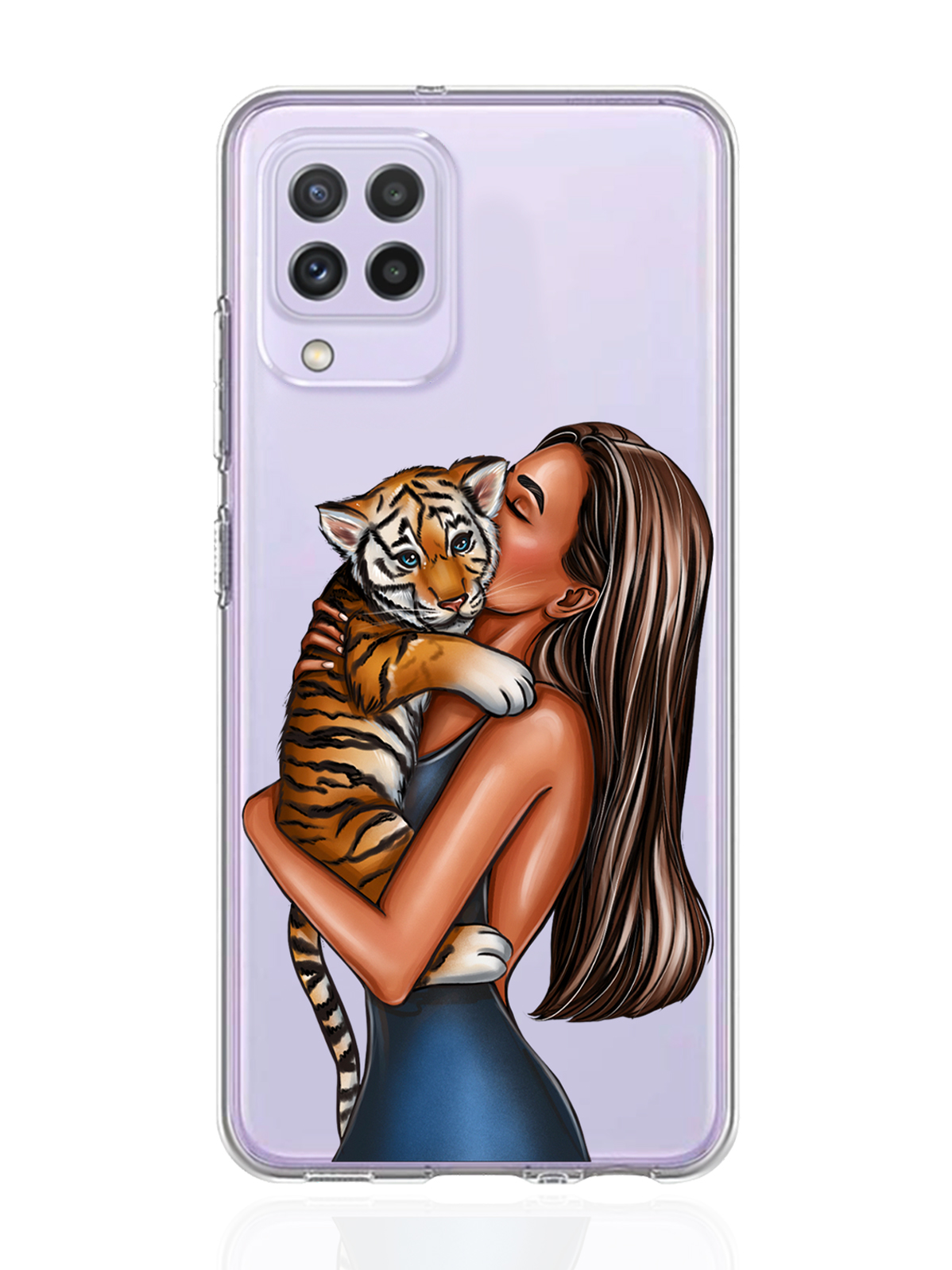 

Чехол MustHaveCase для Samsung Galaxy A22 Девушка с тигренком прозрачный, Прозрачный;бежевый;коричневый, Samsung Galaxy A22 Девушка с тигренком