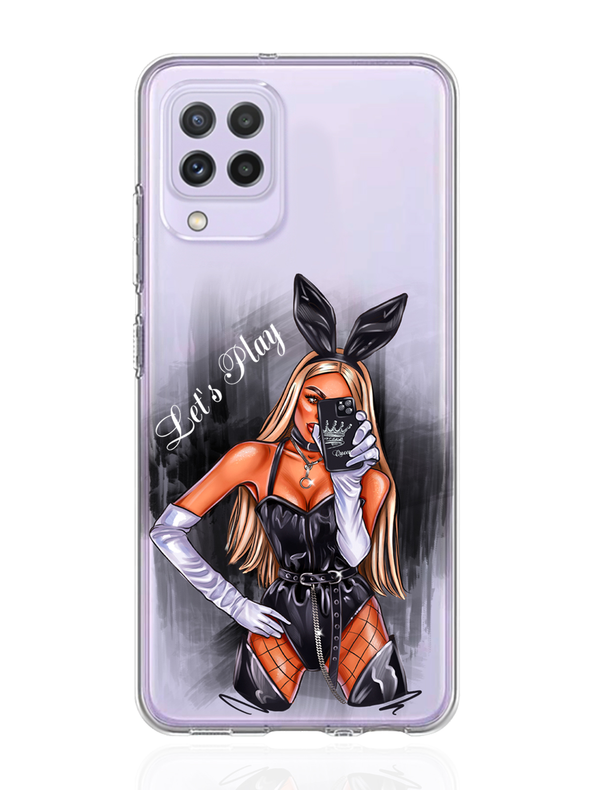 

Чехол MustHaveCase для Samsung Galaxy A22 Игривая зайка Let's Play прозрачный, Прозрачный;черный, Samsung Galaxy A22 Игривая зайка Let's Play